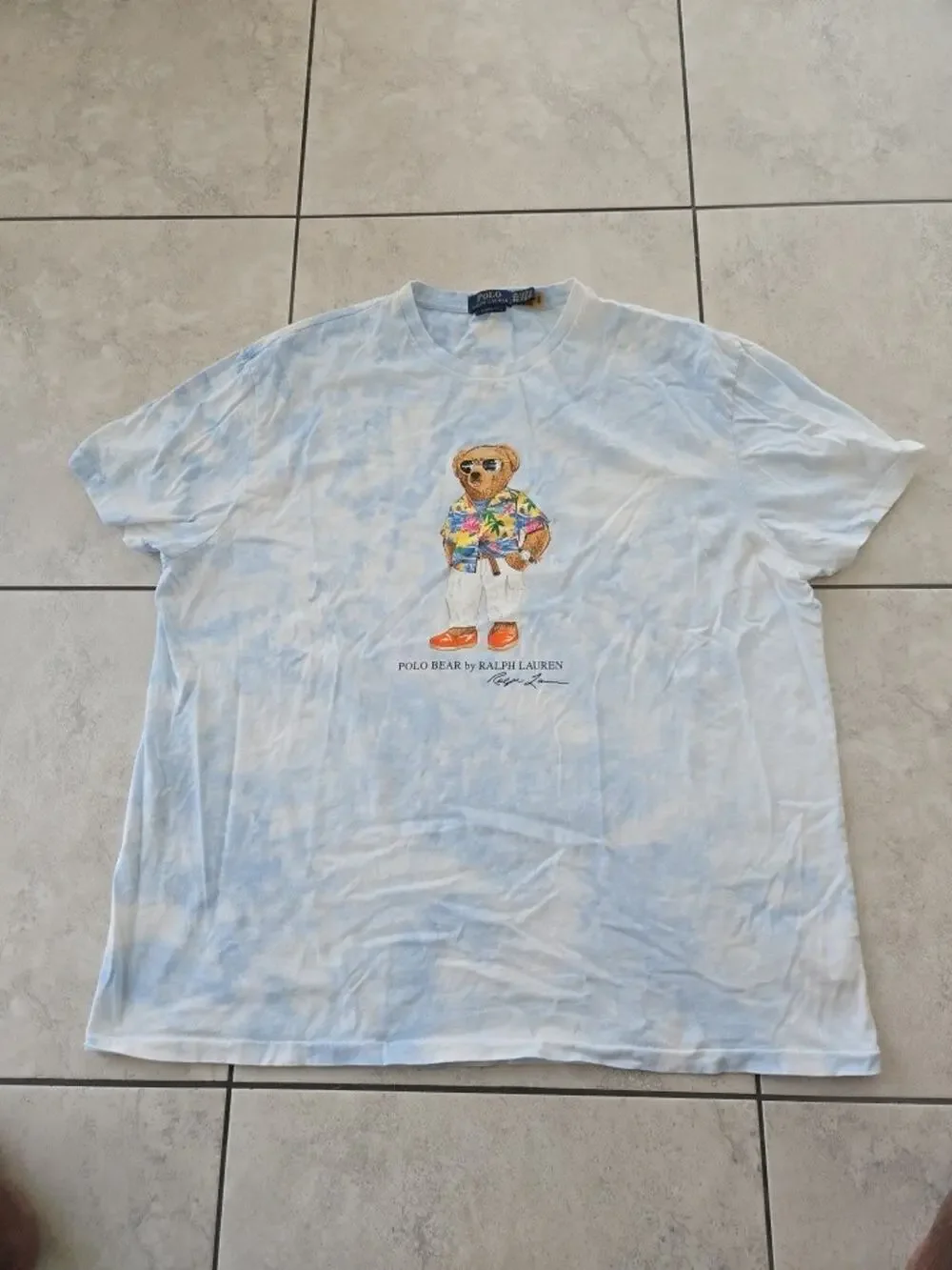 Polo Ralph Lauren Polo Bear T Shirt 2xl Blue Tie Dye Hawaiian Bear